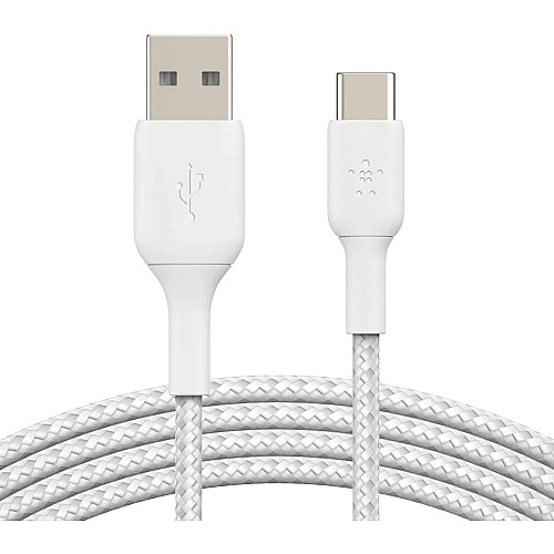 Кабель USB-A > USB-C зарядка/синхронизация Belkin 1м, 15Вт, Type-C, плетеный, белый