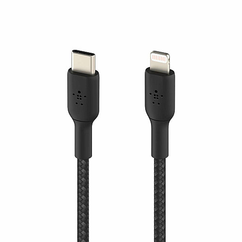 Кабель USB-C > Lightning зарядка/синхронизация Belkin 1м, 30Вт, Type-C, плетеный, черный
