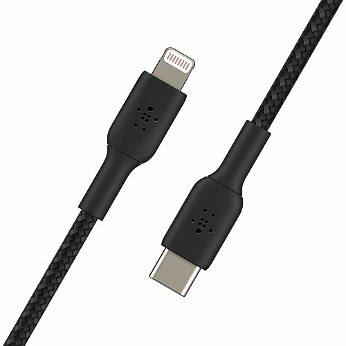 Кабель USB-C > Lightning зарядка/синхронизация Belkin 2м, 30Вт, Type-C, плетеный, черный