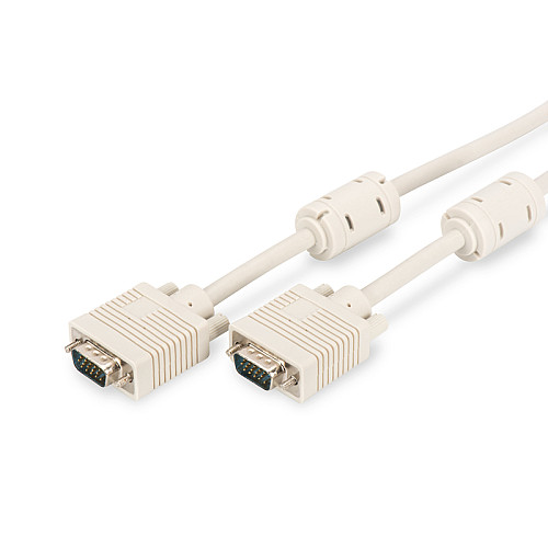 Кабель DIGITUS VGA (M/M), ферит, 5м, бежевий
