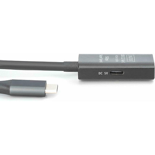Подовжувач DIGITUS USB 3.2 Gen1 Active Cable 5G, C/M-C/F, 5м, чорний