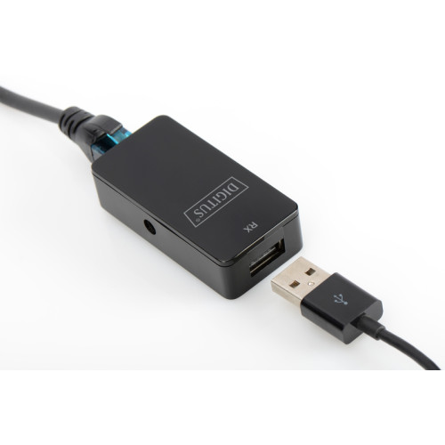 Подовжувач DIGITUS USB, USB 2.0, для використання з кабелем Cat5/5e/6 UTP, STP або SFT, до 50 м, чорний