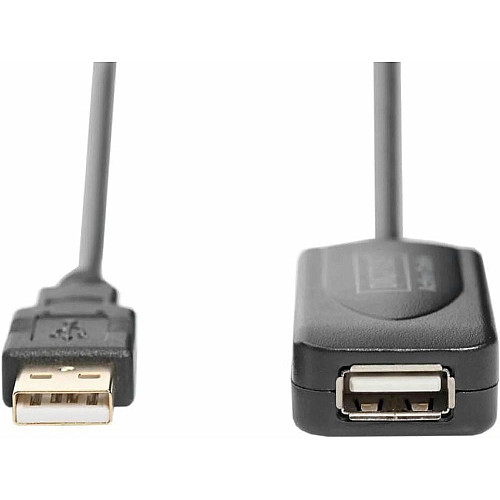 Удлинитель DIGITUS USB 2.0 Active Cable, A/M-A/F, 5м, черный