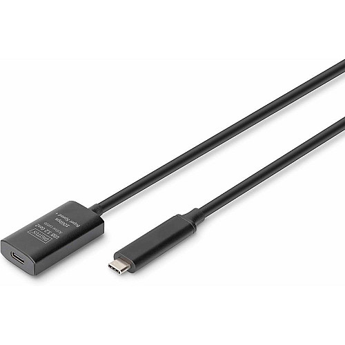 Подовжувач DIGITUS USB 3.2 Gen2 Active Cable 10G, C/M-C/F, 5м, чорний