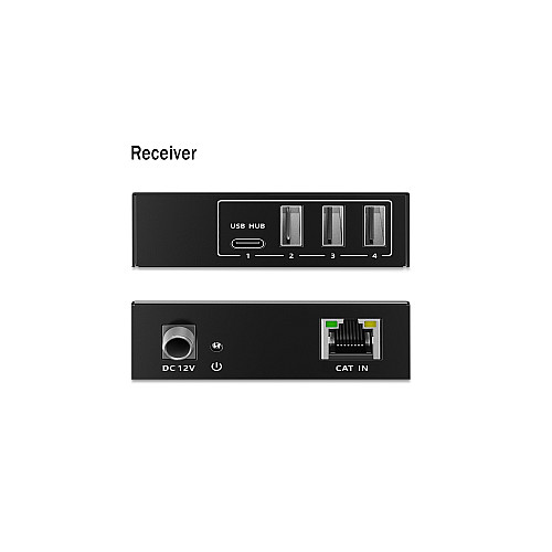 Подовжувач DIGITUS USB 3.2 Gen1, для використання з кабелем Cat6A, до 100 м, 3 х USB-A, 1 x USB-C, чорний