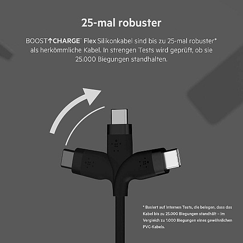Кабель USB-A > USB-C зарядка/синхронизация Belkin 3м, 15Вт, Type-C, силиконовый с клипсой, черный