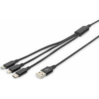 Кабель DIGITUS USB-A > Lightning/USB-С/micro USB, мультизарядний 3-в-1, заряджання/синхронізація 1м, чорний