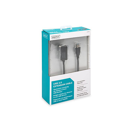 Подовжувач DIGITUS USB 3.0 Active Cable, A/M-A/F, 5м, чорний