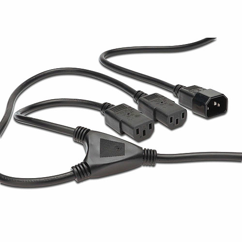 Кабель питания DIGITUS C14 > 2xC13, 1.7м, черный