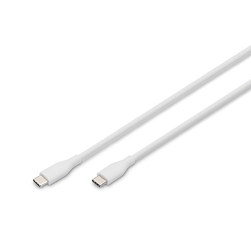 Кабель DIGITUS USB-C > USB-C зарядка/синхронизация, USB 2.0, 60W, силиконовый, 2м, белый