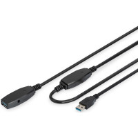 Подовжувач DIGITUS USB 3.0 Active Cable, A/M-A/F, 15м, чорний