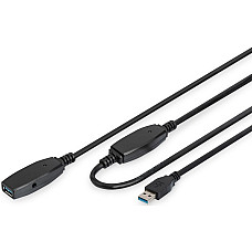 Подовжувач DIGITUS USB 3.0 Active Cable, A/M-A/F, 15м, чорний