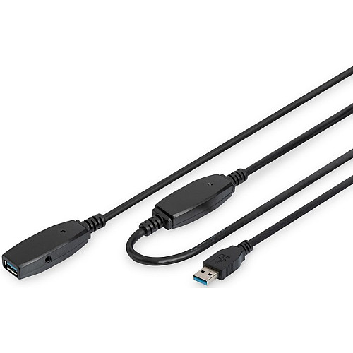 Подовжувач DIGITUS USB 3.0 Active Cable, A/M-A/F, 15м, чорний