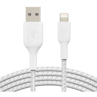 Кабель USB-A > Lightning зарядка/синхронизация Belkin 1м, 12Вт, плетеный, белый