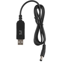 Кабель 2Е USB-A > DC 5.5х2.5мм живлення 1м, 12В/1A, чорний