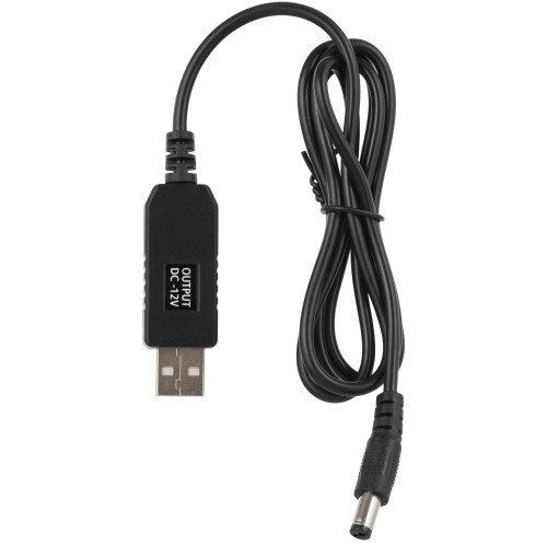 Кабель 2Е USB-A > DC 5.5х2.5мм живлення 1м, 12В/1A, чорний