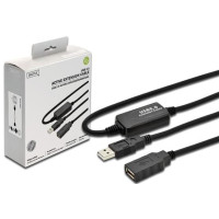 Кабель DIGITUS USB-A (M/F) зарядка/синхронизация, 10м, активный, черный