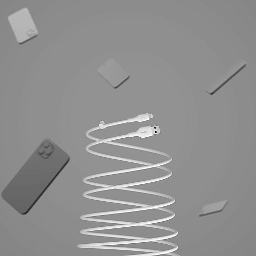 Кабель USB-A > Lightning подзарядка/синхронизация Belkin 1м, силиконовый с клипсой, белый