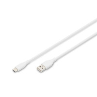 Кабель DIGITUS USB-A > USB-C заряджання/синхронізації, USB 2.0, 60W, силіконовий, 1м, білий