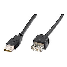 Кабель DIGITUS USB-A (M/F) заряджання/синхронізації, 1.8м, чорний