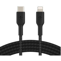 Кабель USB-C > Lightning зарядка/синхронизация Belkin 1м, 30Вт, Type-C, плетеный, черный