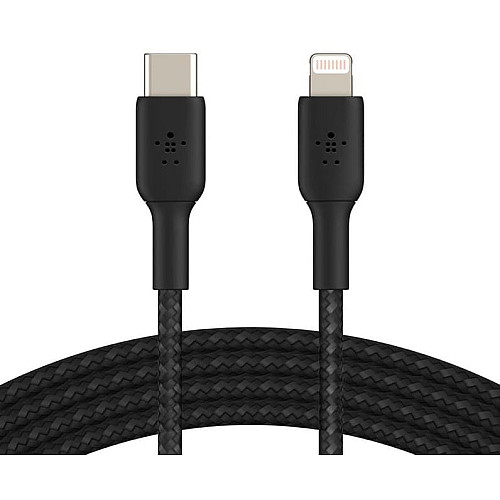 Кабель USB-C > Lightning зарядка/синхронизация Belkin 1м, 30Вт, Type-C, плетеный, черный