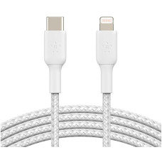 Кабель Belkin USB-C > Lightning заряджання/синхронізації 30Вт PD, 1м, плетений, білий
