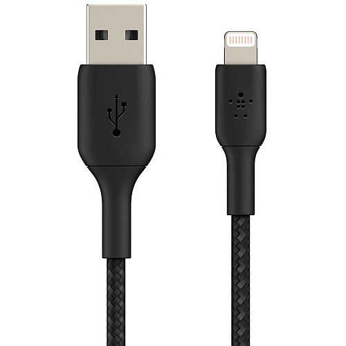 Кабель USB-A > Lightning зарядка/синхронизация Belkin 2м, 12Вт, плетеный, черный