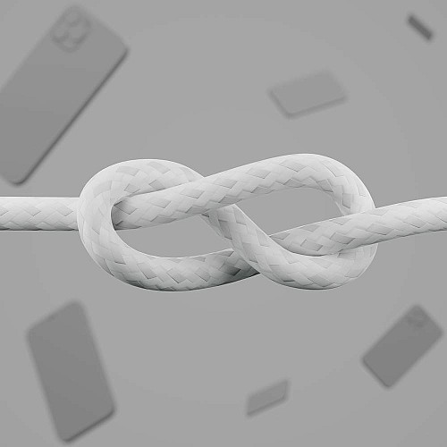 Кабель USB-C > Lightning подзарядка/синхронизация Belkin 1м, Type-C, плетеный, силиконовый, с ремешком на магните, белый