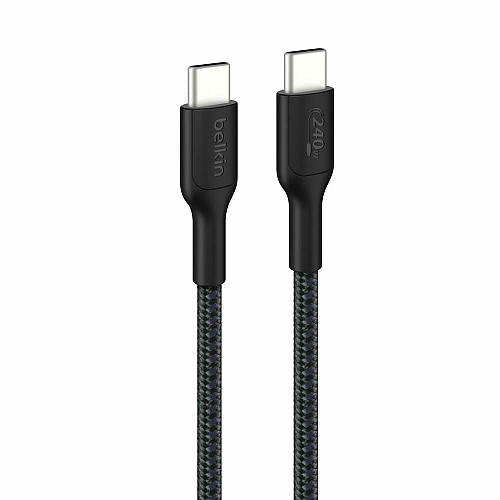 Кабель USB-C > USB-C зарядка/синхронизация Belkin 1м, 240Вт, Type-C, плетеный, черный