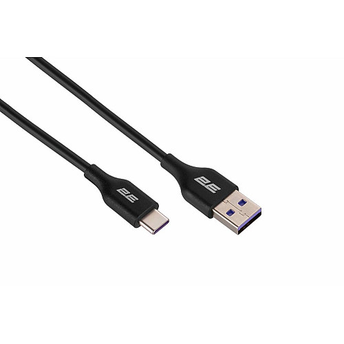 Кабель USB-A > USB-C заряджання/синхронізації 2E 1м, Type-C, Glow, чорний