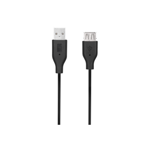 Кабель 2E USB-A > USB-AF заряджання/синхронізації 1.8м, чорний