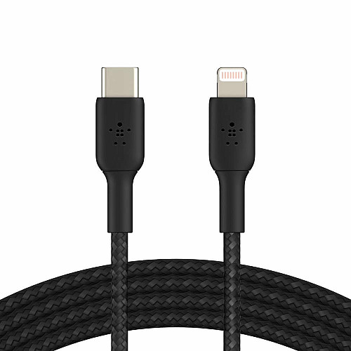 Кабель USB-C > Lightning зарядка/синхронизация Belkin 2м, 30Вт, Type-C, плетеный, черный