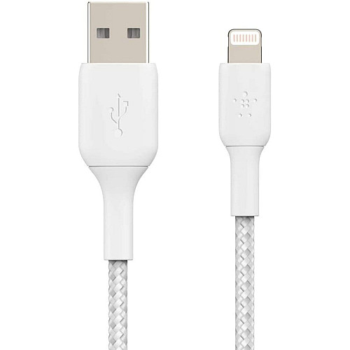 Кабель USB-A > Lightning зарядка/синхронизация Belkin 2м, 12Вт, плетеный, белый