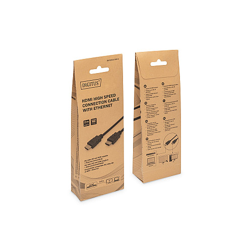 Кабель DIGITUS HDMI (M/M), 4K@60Гц, Ultra HD, Premium, тип A, w/Ethernet, золото, 2м, черный