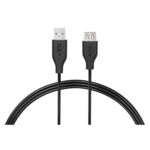 Кабель 2E USB-A > USB-AF заряджання/синхронізації 1.8м, чорний
