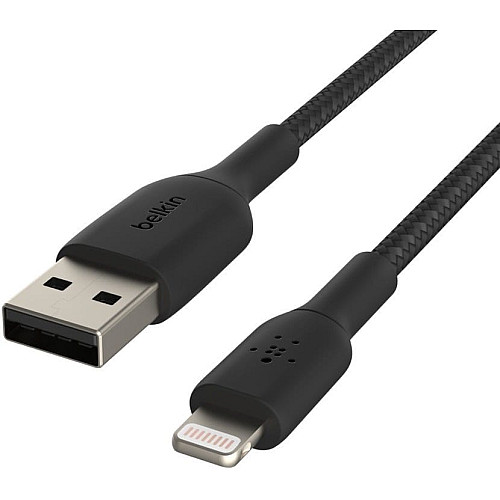 Кабель USB-A > Lightning зарядка/синхронизация Belkin 2м, 12Вт, плетеный, черный