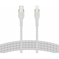 Кабель USB-C > Lightning заряджання/синхронізації Belkin 1м, Type-C, плетений, силіконовий, з ремінцем на магніті, білий