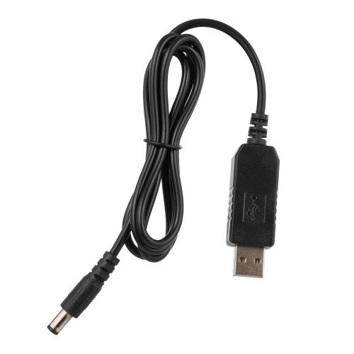 Кабель 2Е USB-A > DC 5.5х2.5мм живлення 1м, 12В/1A, чорний