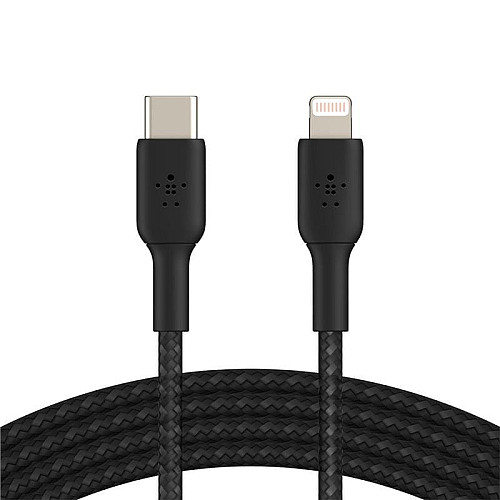Кабель USB-C > Lightning зарядка/синхронизация Belkin 1м, 30Вт, Type-C, плетеный, черный