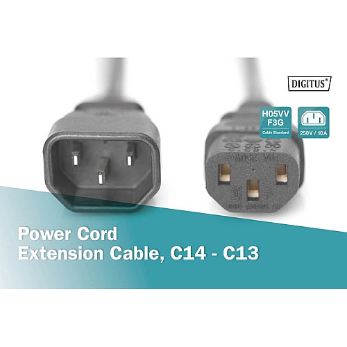Кабель живлення DIGITUS C13 > C14, 1.2м, чорний