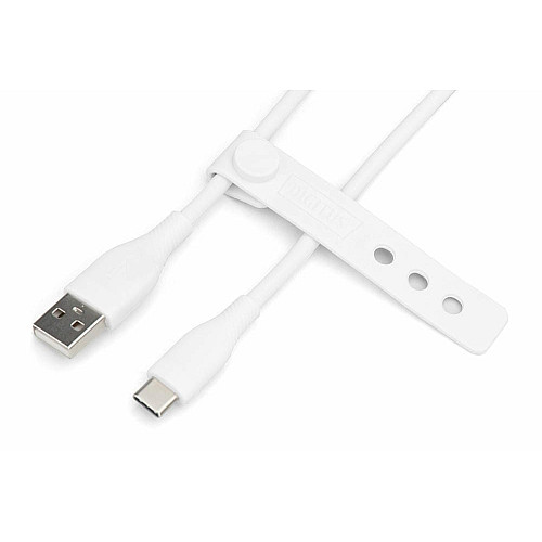 Кабель DIGITUS USB-A > USB-C зарядка/синхронизация, USB 2.0, 60W, силиконовый, 1м, белый