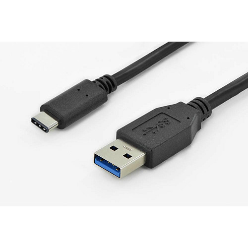 Кабель DIGITUS USB-C > USB-A заряджання/синхронізації, Type-C, 1м, чорний