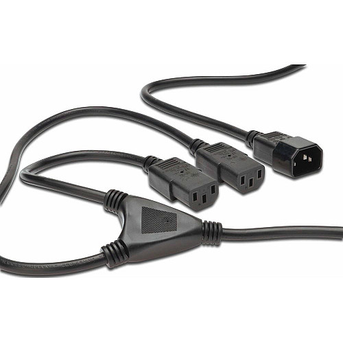 Кабель питания DIGITUS C14 > 2xC13, 1.7м, черный