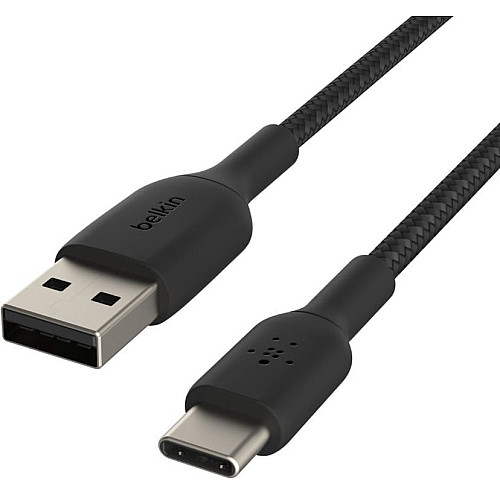 Кабель USB-A > USB-C зарядка/синхронизация Belkin 2м, 15Вт, Type-C, плетеный, черный