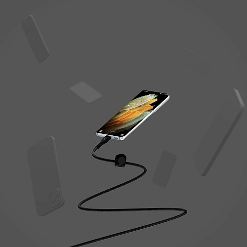 Кабель USB-C > USB-C зарядка/синхронизация Belkin 1м, 60Вт, Type-C, плетеный, силиконовый, с ремешком на магните, черный