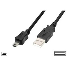 Кабель DIGITUS USB-A > mini USB заряджання/синхронізації, 1.8м, чорний