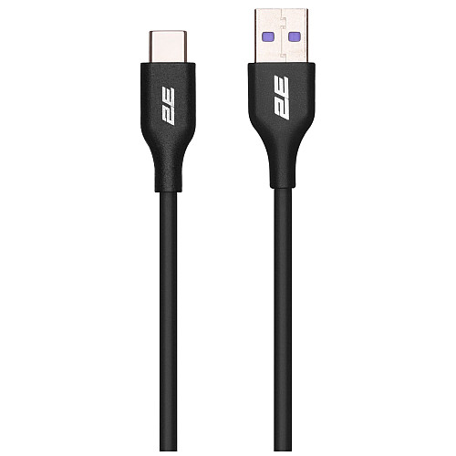 Кабель USB-A > USB-C заряджання/синхронізації 2E 1м, Type-C, Glow, чорний