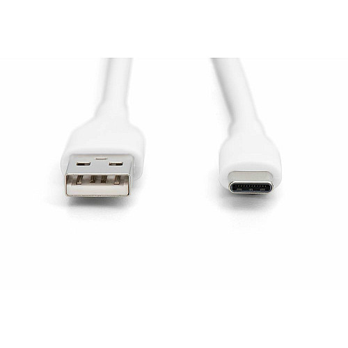 Кабель DIGITUS USB-A > USB-C зарядка/синхронизация, USB 2.0, 60W, силиконовый, 1м, белый