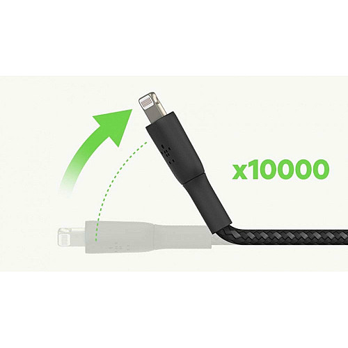 Кабель USB-A > Lightning зарядка/синхронизация Belkin 2м, 12Вт, плетеный, черный